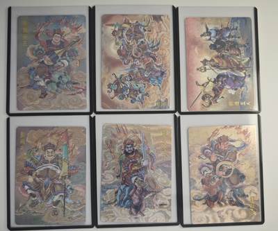 白泽拍卖卡牌手绘专场第18期（端午临中夏，时清日复长） 2024 百里卡牌 西游记6张 四大天王合体，师徒五人合体，多闻天王，增长天王，持国天王，广目天王 粗闪 卡夹封装