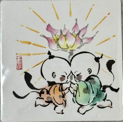 白泽拍卖卡牌手绘专场第18期（端午临中夏，时清日复长） - 2024 王小玩手绘画 莲花童子 尺寸：14cm*14cm