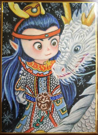 白泽拍卖卡牌手绘专场第18期（端午临中夏，时清日复长） 2024 山河潮玩 师徒五人大色纸一套5张+如来佛祖1张 共6张 尺寸：21CM*29CM