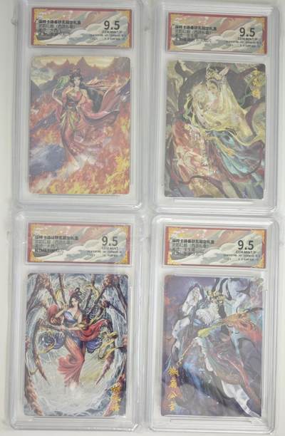 白泽拍卖卡牌手绘专场第18期（端午临中夏，时清日复长） 2024 卡德曼 武韵红颜（西游礼盒）4张 玉兔精，铁扇公主，蜘蛛精，铁扇公主 粗闪 保粹评级 4张9.5分 特标