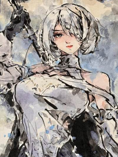 白泽拍卖卡牌手绘专场第18期（端午临中夏，时清日复长） 2025 迟迟手绘画 仗剑天涯 尺寸：25cm*45cm