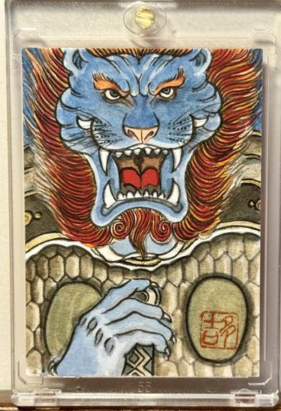 白泽拍卖卡牌手绘专场第18期（端午临中夏，时清日复长） 2025 卢艺丰手绘卡 狮驼岭三妖 青狮 卢艺丰亲签 卡砖封装