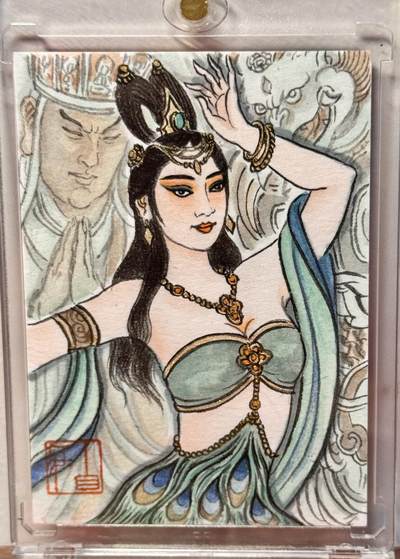 白泽拍卖卡牌手绘专场第18期（端午临中夏，时清日复长） 2025 卢艺丰手绘卡 孔雀公主 卢艺丰亲签 卡砖封装