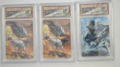 白泽拍卖卡牌手绘专场第18期（端午临中夏，时清日复长） 2024 卡德曼 武韵红颜（五子良将）3张 乐进，徐晃，徐晃 谷粒绘 粗闪 保粹评级 3张10分 特标