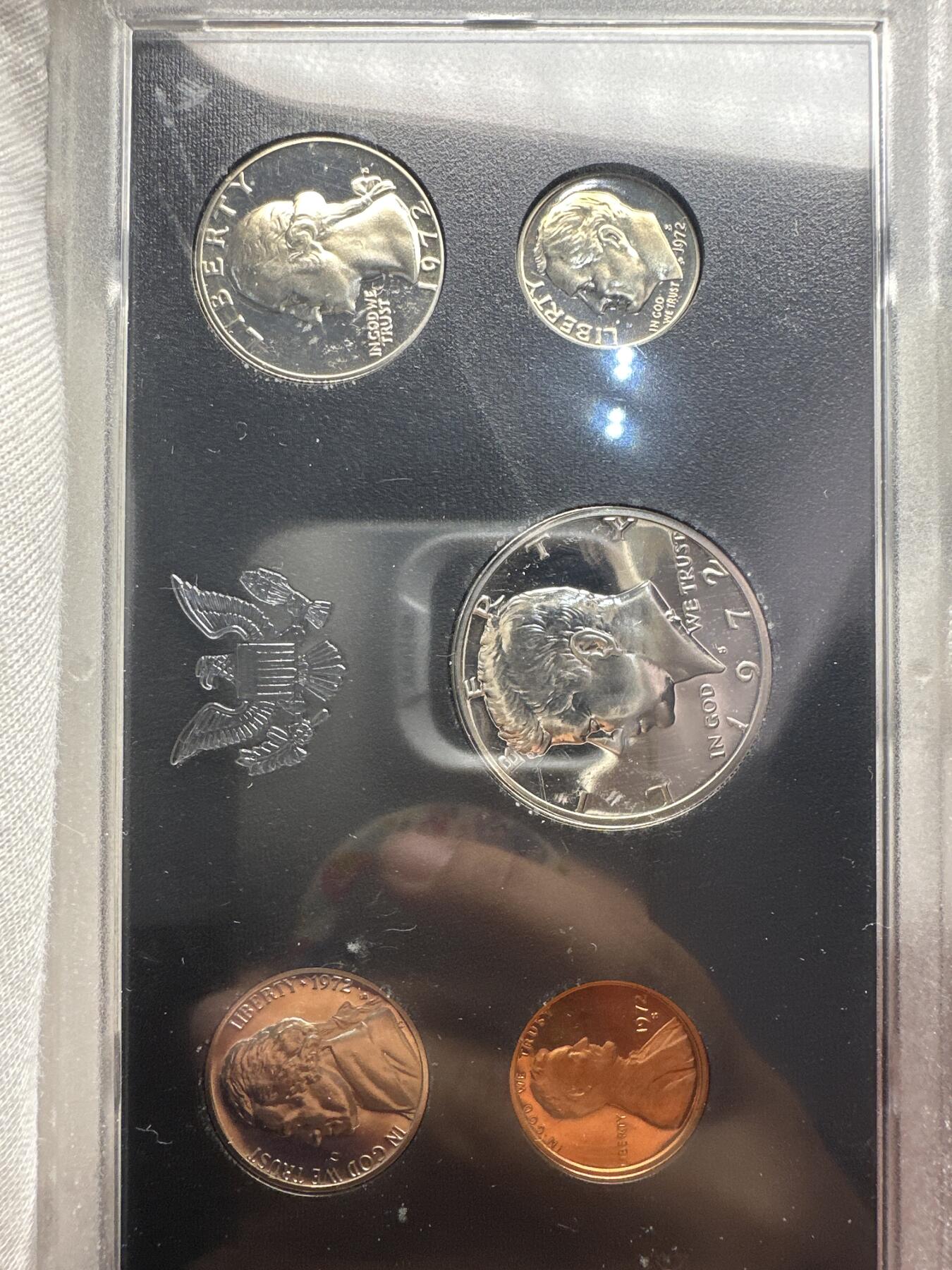 6.6精制币、套币、银币专场 1972年美国1分-50分5枚套装 S版精制币 原盒