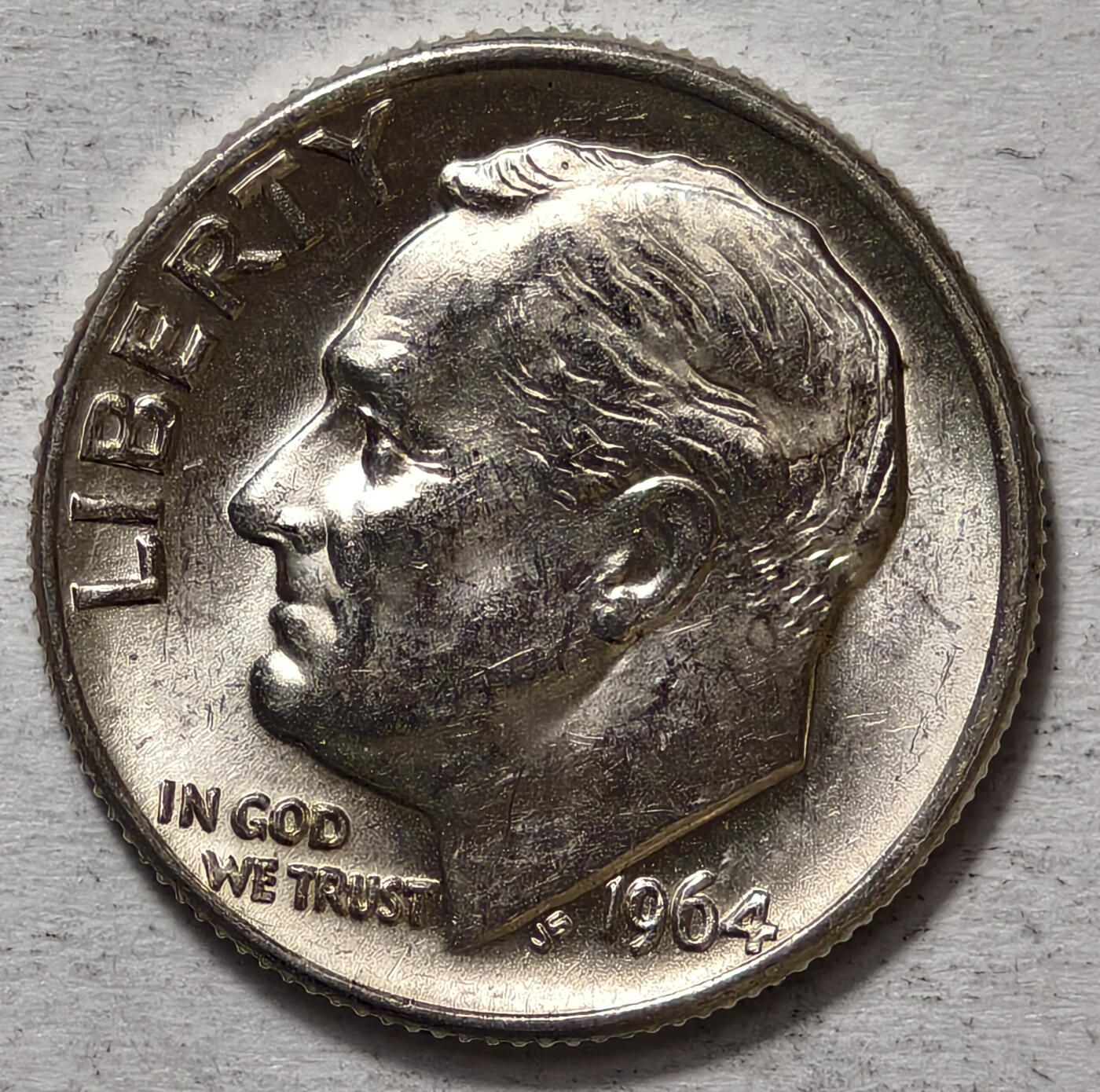 紫瑗钱币——第563期 美国 1964年 D版 罗斯福 10美分 2.5克 0.9银 