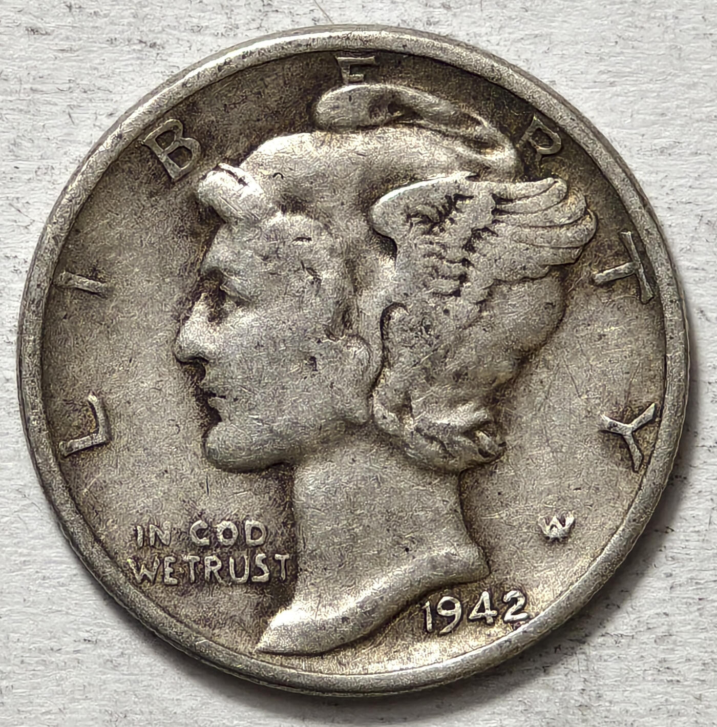 紫瑗钱币——第563期 美国 1942年 墨丘比利 小飞侠 10美分 2.5克 0.9银