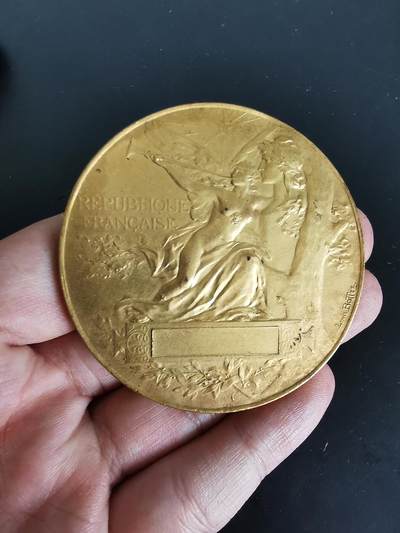 老王徽章第124期 - 法国镀金大铜章   单面版   直径65mm  重量76.2g