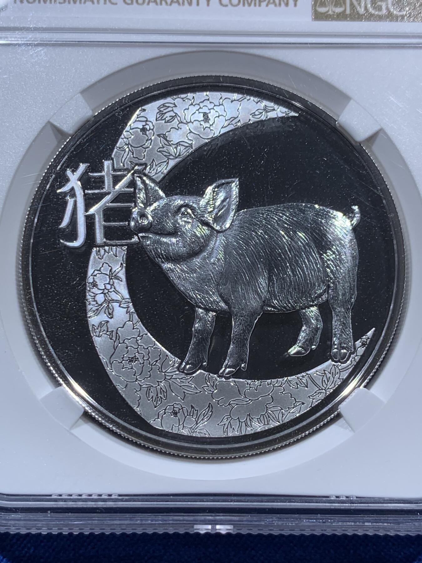 《竞宝斋》第387场 周日，周一 2场连拍 （全场包邮） NGC PF69UC 柬埔寨2019猪年3000瑞尔精制银币，亚军分，带证书。