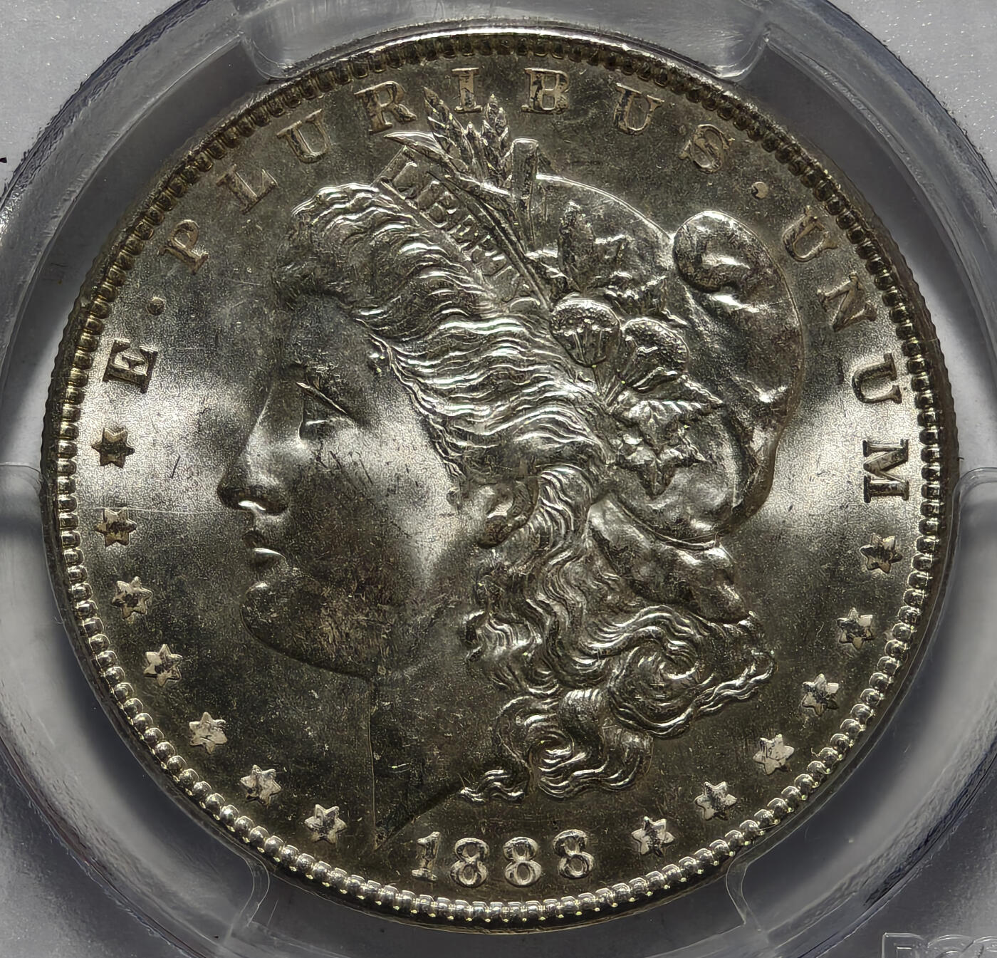 紫瑗钱币——第573期 美国 1888年 摩根 大头妹 1美元 银币 PCGS MS64 老盒 