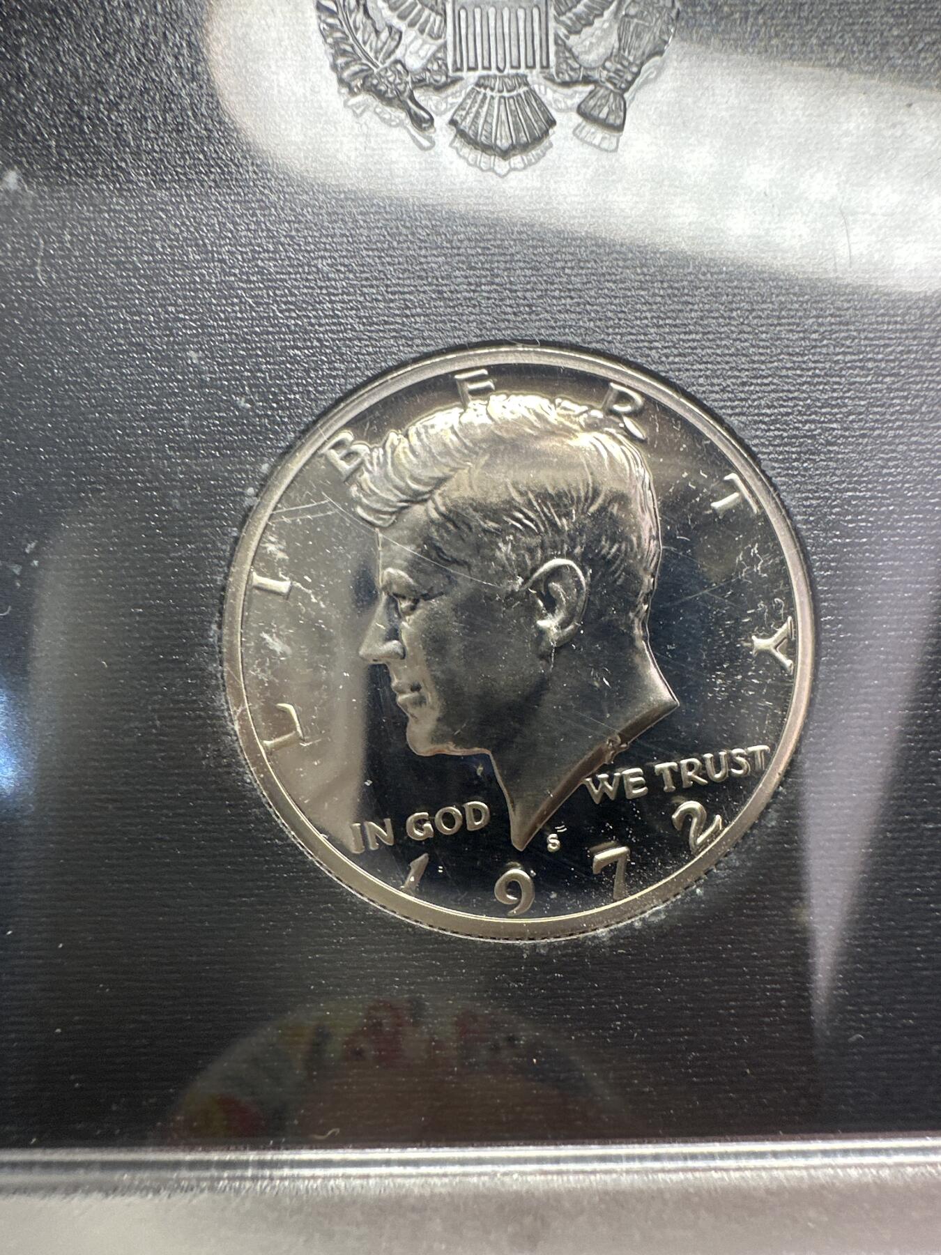 6.6精制币、套币、银币专场 1972年美国1分-50分5枚套装 S版精制币 原盒