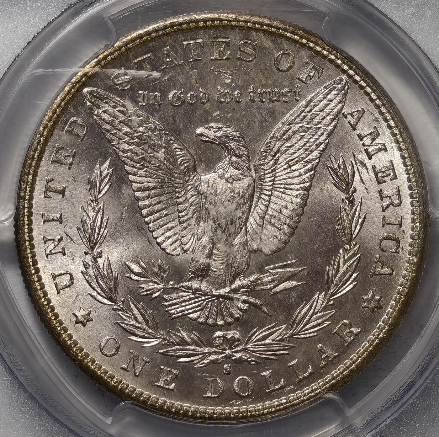 紫瑗钱币——第578期 美国 1881年 S版 摩根 大头妹 1美元 银币 PCGS MS64 老盒 转光犀利