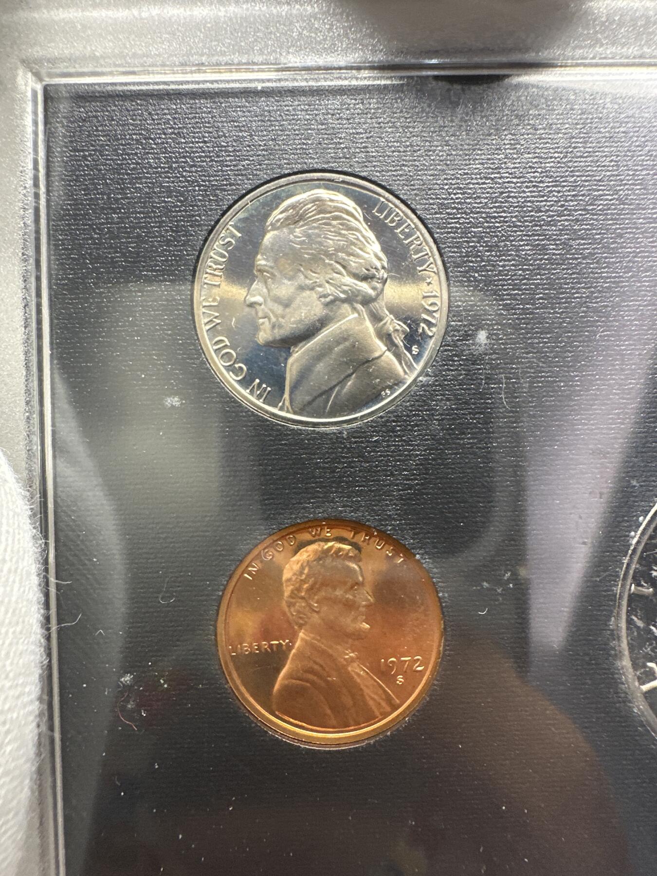 6.6精制币、套币、银币专场 1972年美国1分-50分5枚套装 S版精制币 原盒