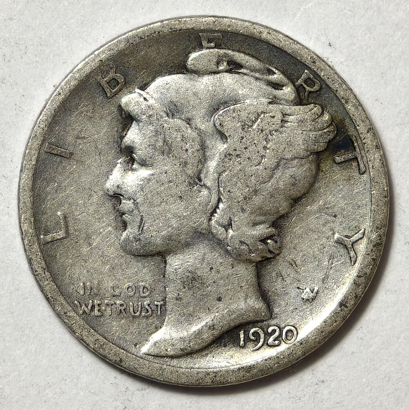 紫瑗钱币——第555期 美国 1920年 墨丘比利 小飞侠 10美分 2.5克 0.9银