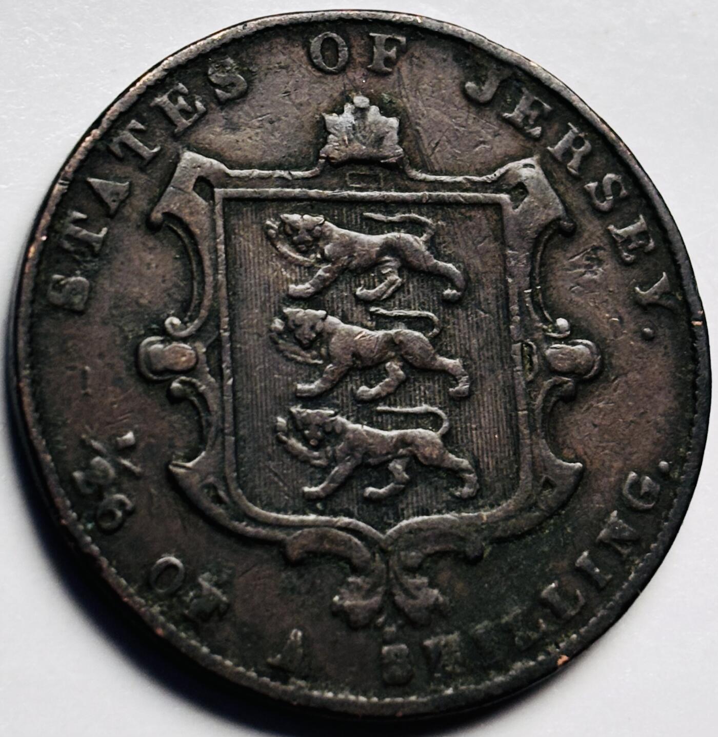 文馨钱币收藏第 250 期优选品质场 少见极美品 1861 年英属泽西维多利亚单辫子版 1/26 先令古铜币