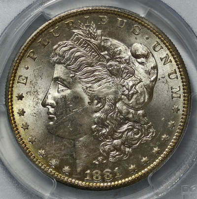 紫瑗钱币——第578期 - 美国 1881年 S版 摩根 大头妹 1美元 银币 PCGS MS64 老盒 转光犀利