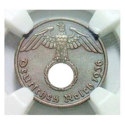 稀年 NGC MS63 德国第三帝国1936年E版1芬尼 难得原光  - 稀年 NGC MS63 德国第三帝国1936年E版1芬尼 难得原光 