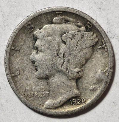 紫瑗钱币——第573期 - 美国 1928年 墨丘比利 小飞侠 10美分 2.5克 0.9银