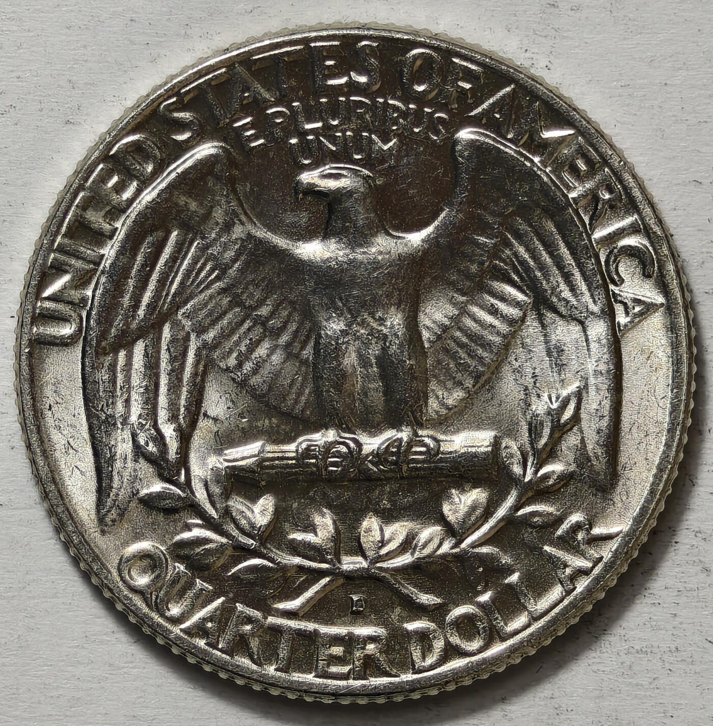 紫瑗钱币——第563期 美国 1964年 D版 华盛顿 25美分 6.25克 0.9银 BU 可评级