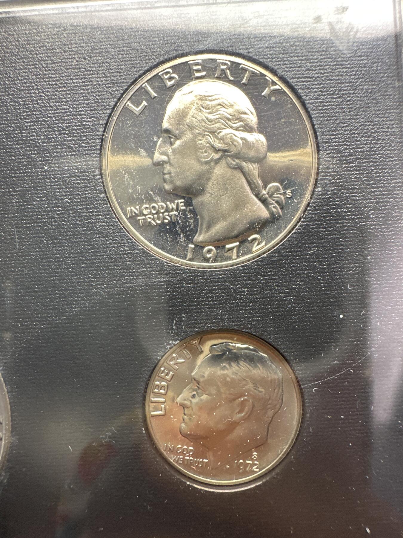 6.6精制币、套币、银币专场 1972年美国1分-50分5枚套装 S版精制币 原盒