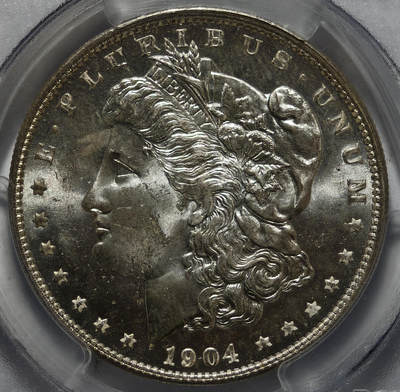 紫瑗钱币——第573期 - 美国 1904年 O版 摩根 大头妹 1美元 银币 PCGS MS64 老盒 