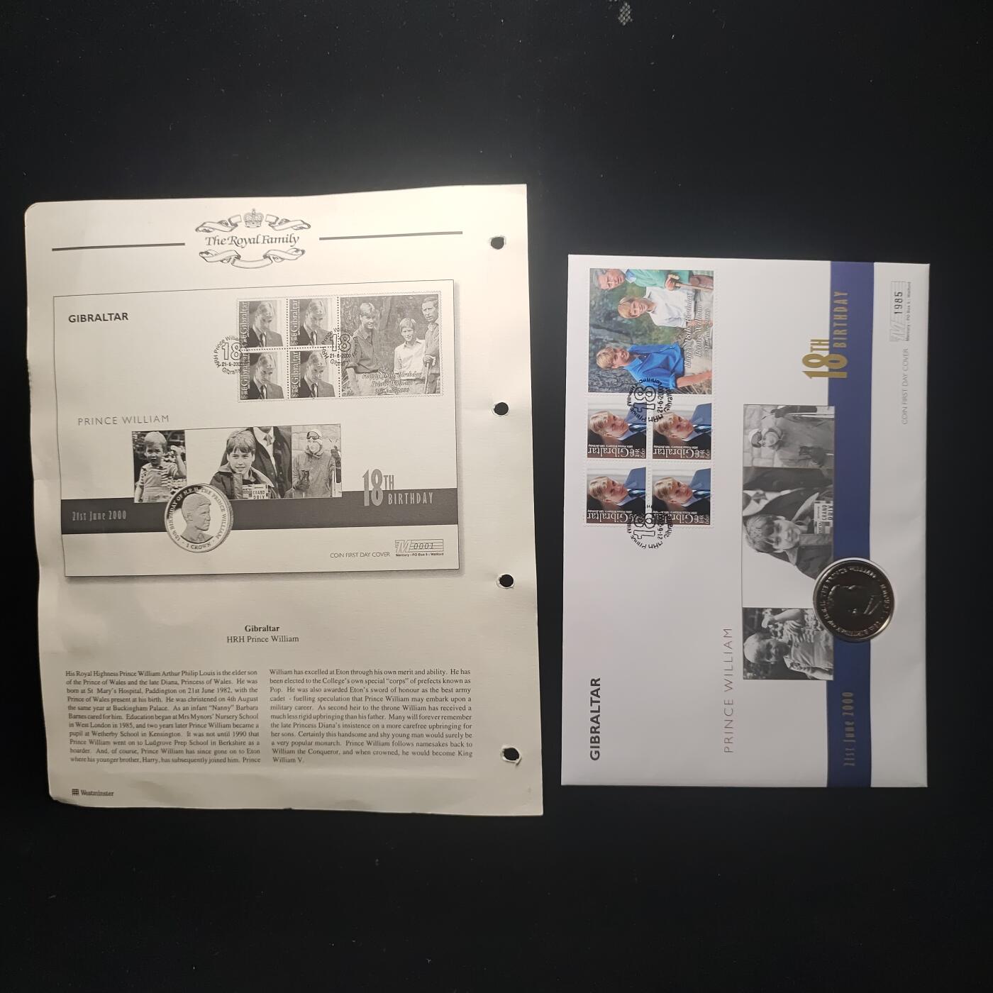 【铜匠收藏】★第115场★精品邮币封专场，无佣金，200包邮。不满200元，支付5元运费。《接受代拍 代送NGC评级》 英国 2000年1克朗 威廉王子18岁生日纪念 邮币封