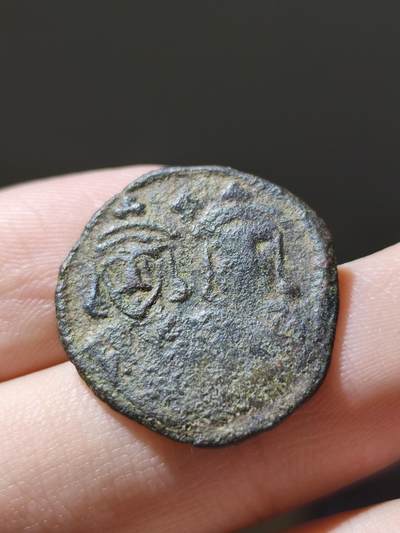 星盘钱币6.14古典币专场 - 拜占庭利奥三世双王共治铜币，比较少见，英国老藏家旧藏带有手写标签