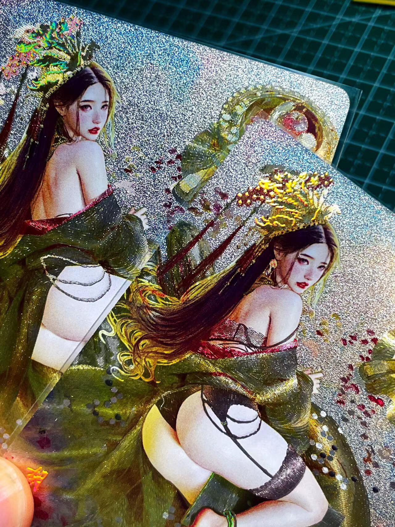 显眼宝17期 大家玩卡快乐 焱卡文化燎原卡牌人间传稀有胡奿fan 幻彩折光工艺 一对 2张
