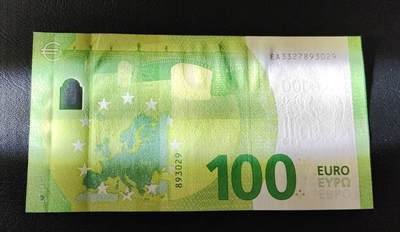 超越收藏第十四场（纸币➕银元） 法国100欧元四签 全新UNC号码无4