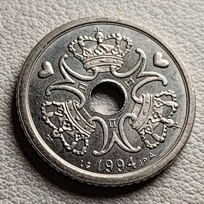泉币菌-第36场-中外散币乐园 丹麦1994年1克朗铜镍币，玛格丽特二世