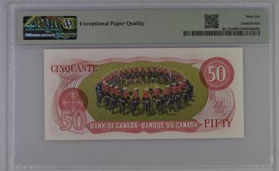 超越收藏第十四场（纸币➕银元） 1975年加拿大50加元 倒置号PMG66EPQ - Printer: CBNC