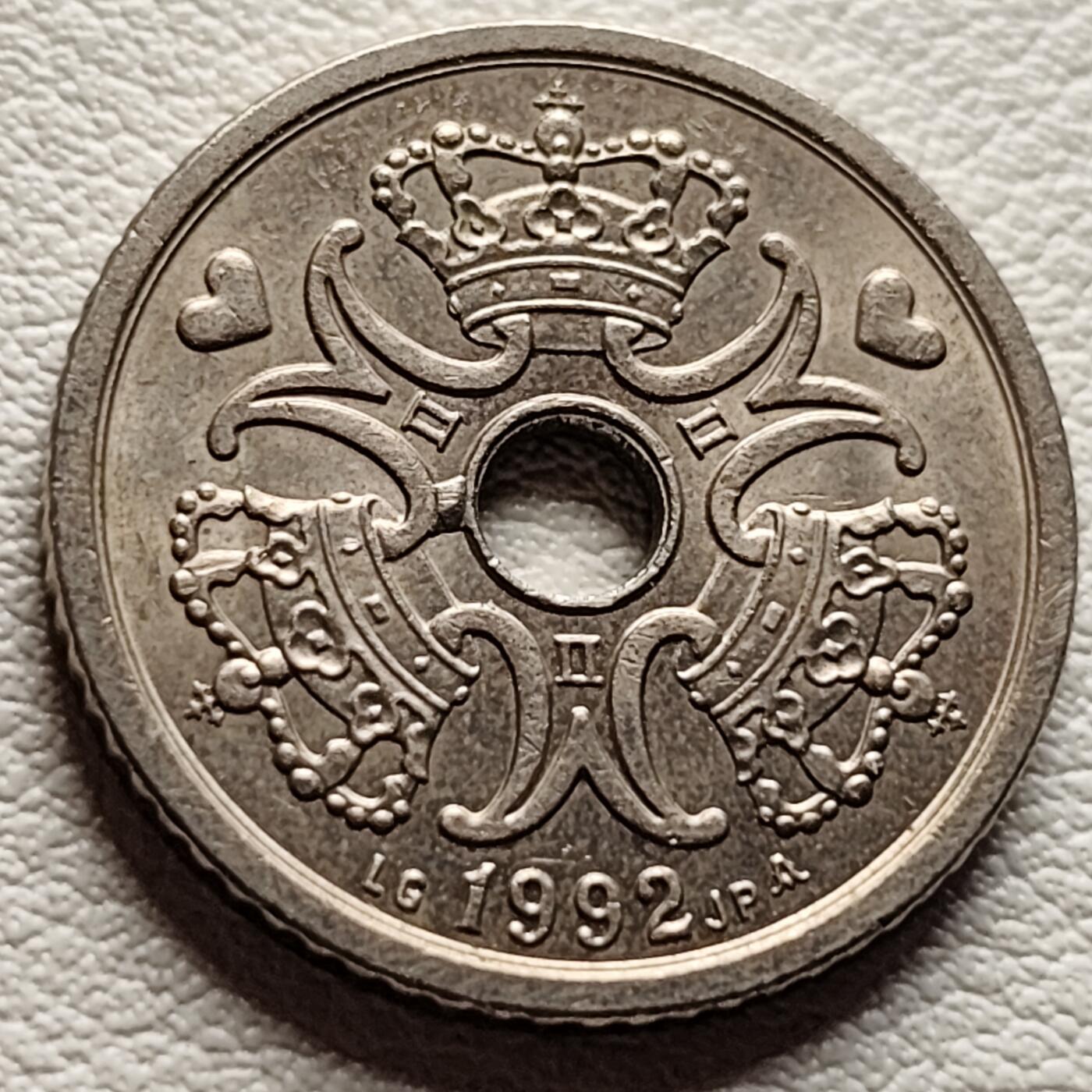 泉币菌-第37场-中外散币乐园 丹麦1克朗，爱心币中空币20mm
