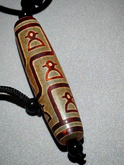 ❤️玛瑙龙鳞开片财神天珠(35014)尺寸56*14mm ❤️玛瑙龙鳞开片财神天珠(35014)尺寸56*14mm