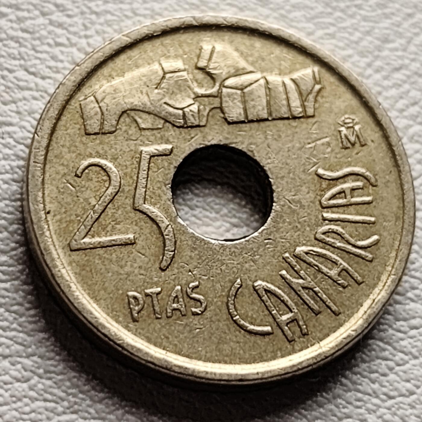 泉币菌-第37场-中外散币乐园 西班牙1994年25比塞塔 加那利群岛 纪念币 铜铝镍币 19.5mm 