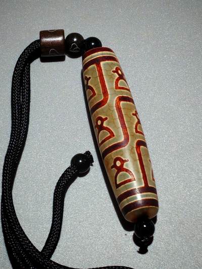 ❤️玛瑙龙鳞开片财神天珠(35014)尺寸56*14mm ❤️玛瑙龙鳞开片财神天珠(35014)尺寸56*14mm