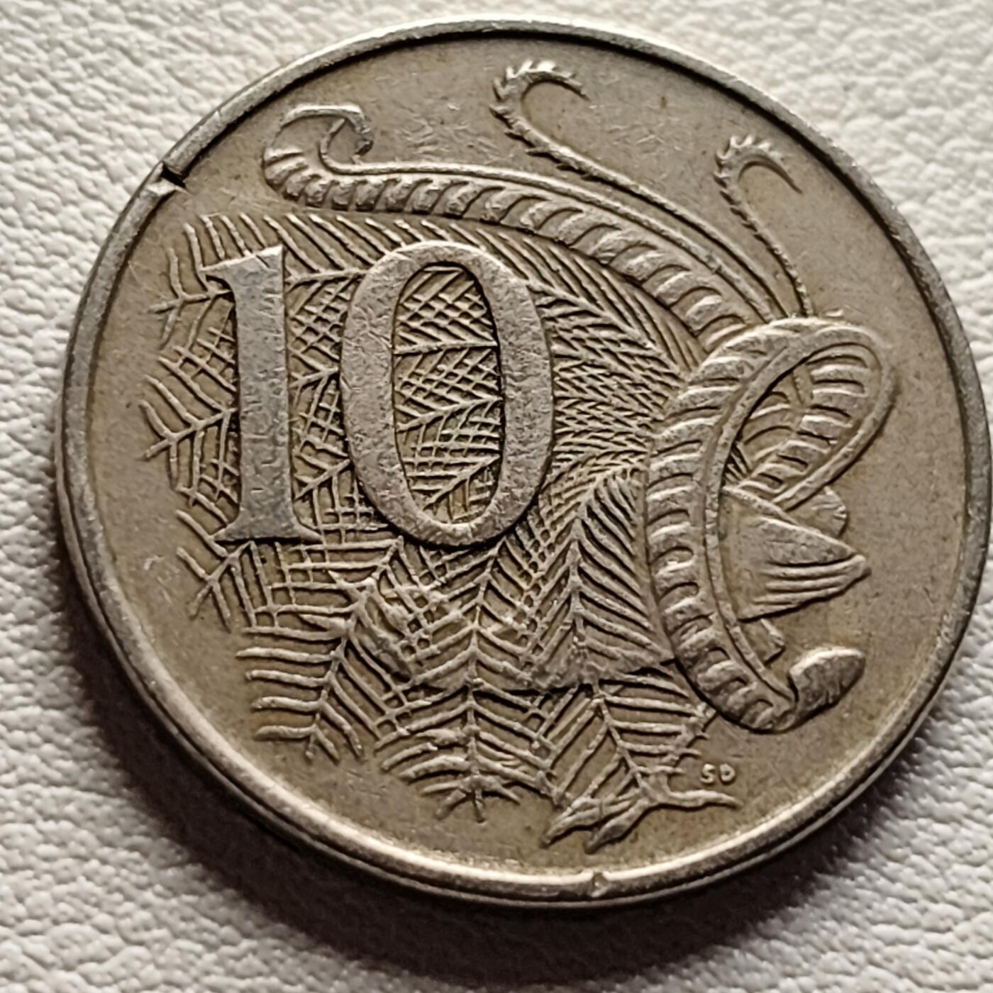 泉币菌-第37场-中外散币乐园 英属澳大利亚1966年10分铜镍币，伊丽莎白二世，琴鸟，23.5mm，大洋洲