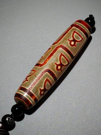 ❤️玛瑙龙鳞开片财神天珠(35014)尺寸56*14mm ❤️玛瑙龙鳞开片财神天珠(35014)尺寸56*14mm