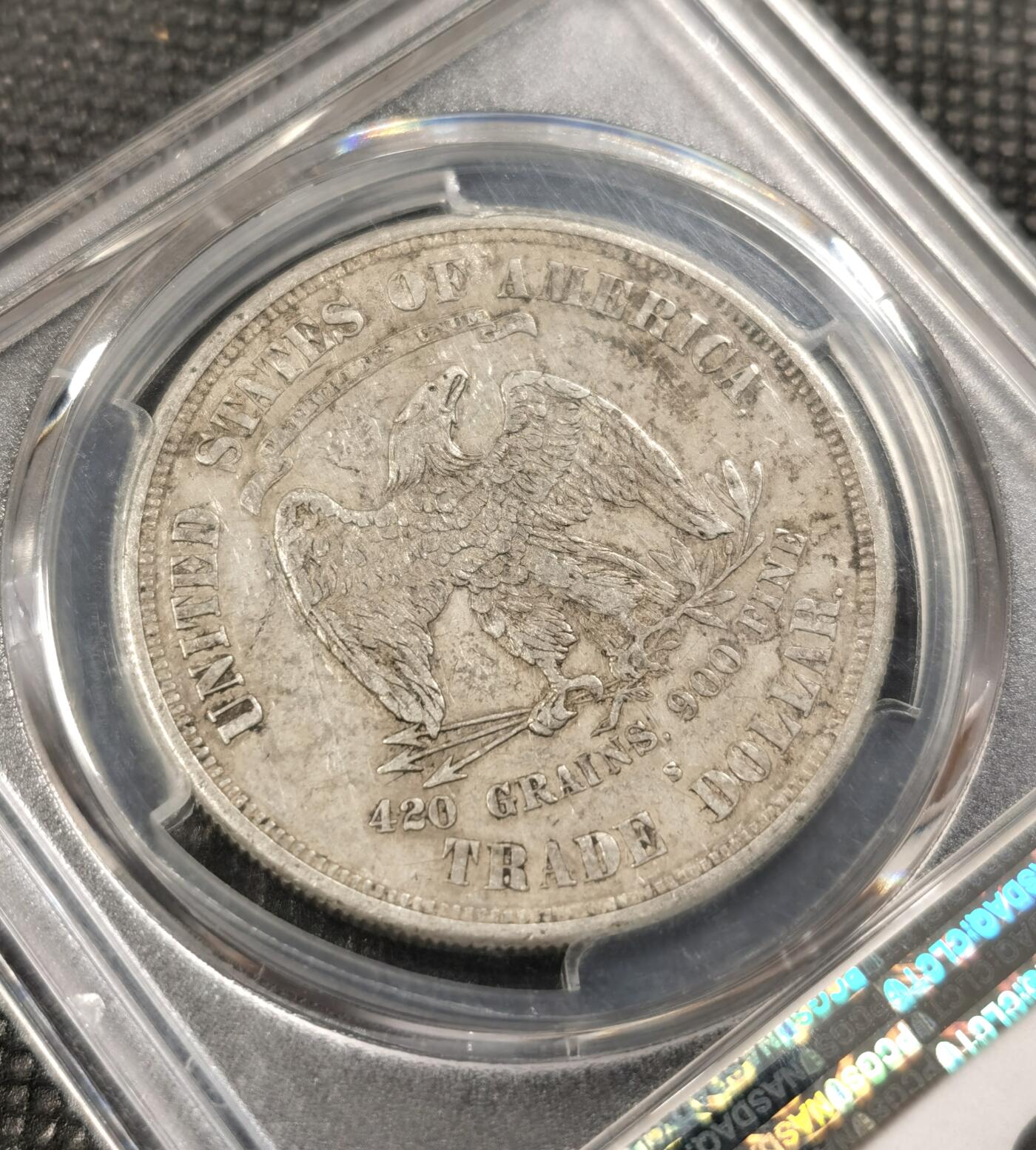  甄臻铺-世界币章拍卖（第20期），送拍享返佣金等优惠多多 PCGS-XF40 美国拿花贸易银币 状态自然 原汁原味  贸易银玩家必备品种 45分3000+ 40分性价比很高
