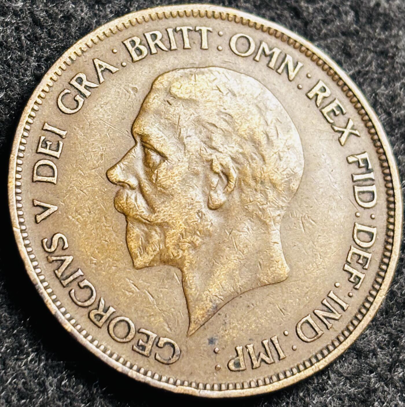 文馨钱币收藏第 250 期优选品质场 1928 年英国乔治五世 1 便士大铜币