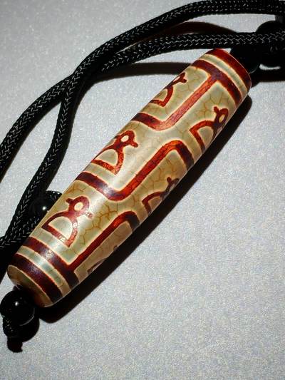 ❤️玛瑙龙鳞开片财神天珠(35014)尺寸56*14mm ❤️玛瑙龙鳞开片财神天珠(35014)尺寸56*14mm