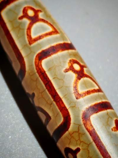 ❤️玛瑙龙鳞开片财神天珠(35014)尺寸56*14mm ❤️玛瑙龙鳞开片财神天珠(35014)尺寸56*14mm