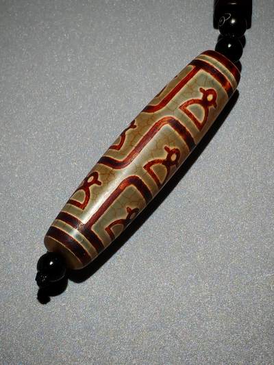 ❤️玛瑙龙鳞开片财神天珠(35014)尺寸56*14mm ❤️玛瑙龙鳞开片财神天珠(35014)尺寸56*14mm