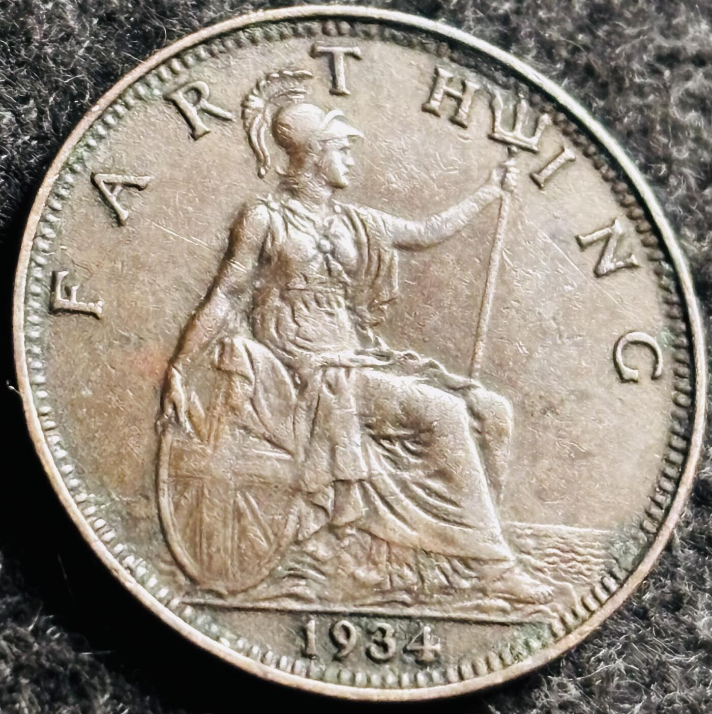 文馨钱币收藏第 250 期优选品质场 极美品 1934 年英国乔治五世法新铜币