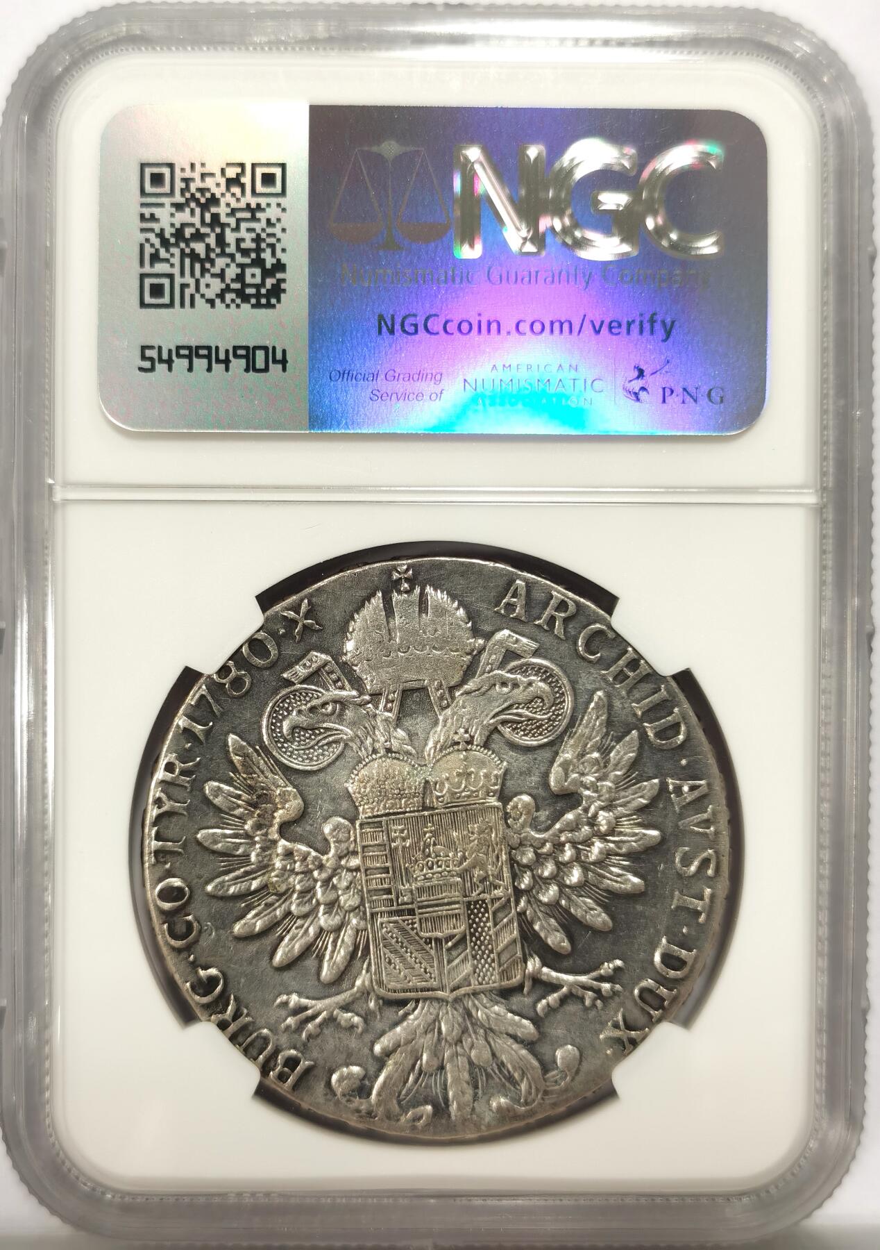 博洋堂世界钱币拍卖第125期（全场包邮） NGC AU92 奥匈帝国1780大奶妈，早期后铸双须版