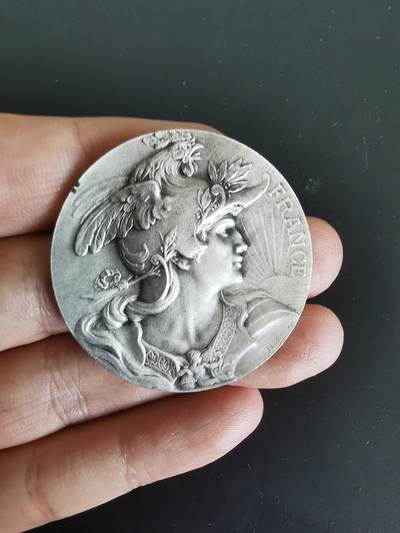 老王徽章第125期 - 法国镀银大铜章   直径40mm   重量29.1g