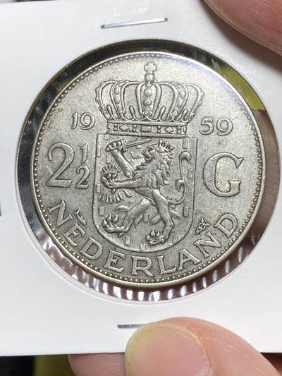 2025年第五十七场(总第八十三场）外国好品散币(免佣金) - 荷兰🇳🇱1959年2.5盾大银币(朱丽安娜女王时期，首发年，fish鱼标)