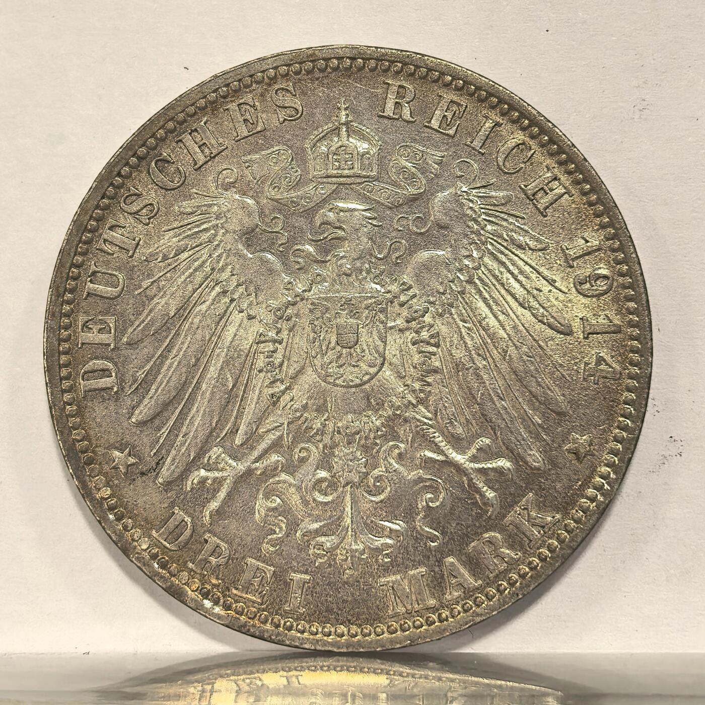 博洋堂世界钱币拍卖第125期（全场包邮） 德国巴伐利亚1914年路德维希三世3马克银币
