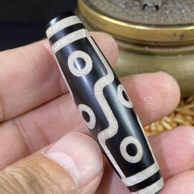 ❤️玛瑙黑白分明9眼天珠(35010)尺寸58*15mm - ❤️玛瑙黑白分明9眼天珠(35010)尺寸58*15mm
