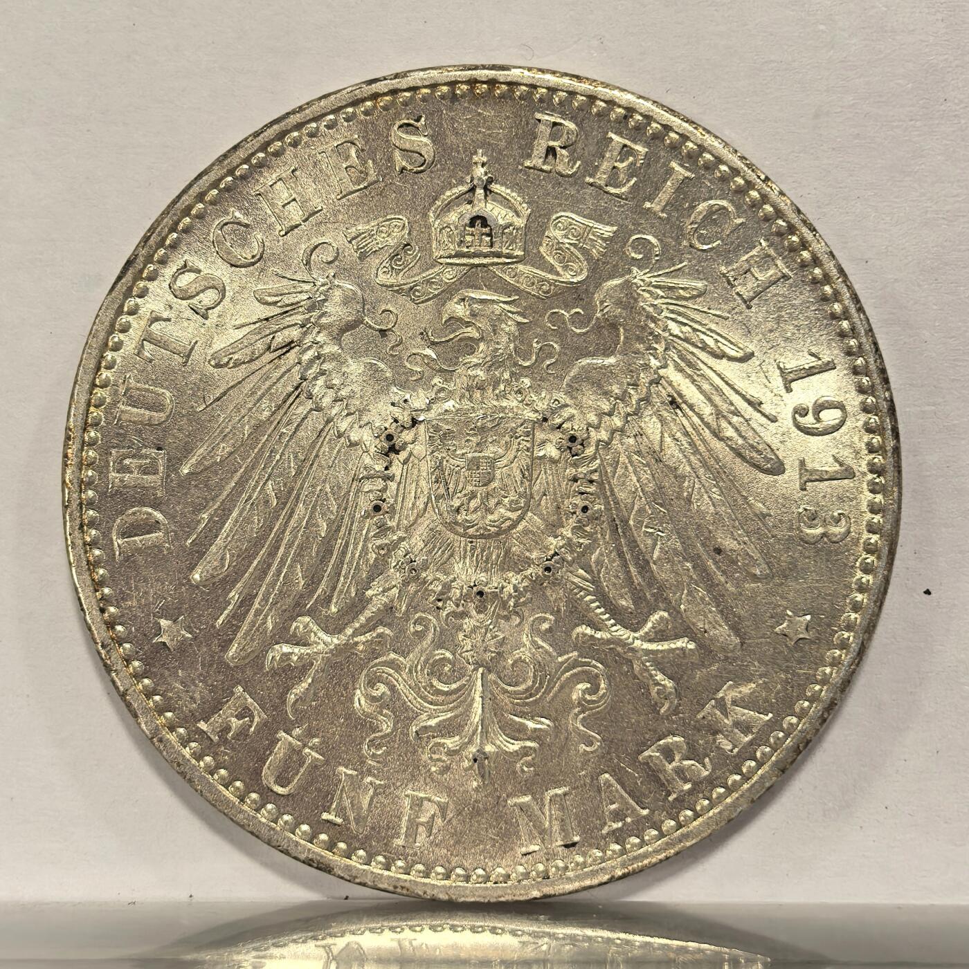 博洋堂世界钱币拍卖第125期（全场包邮） 德国巴伐利亚1913年奥托5马克银币