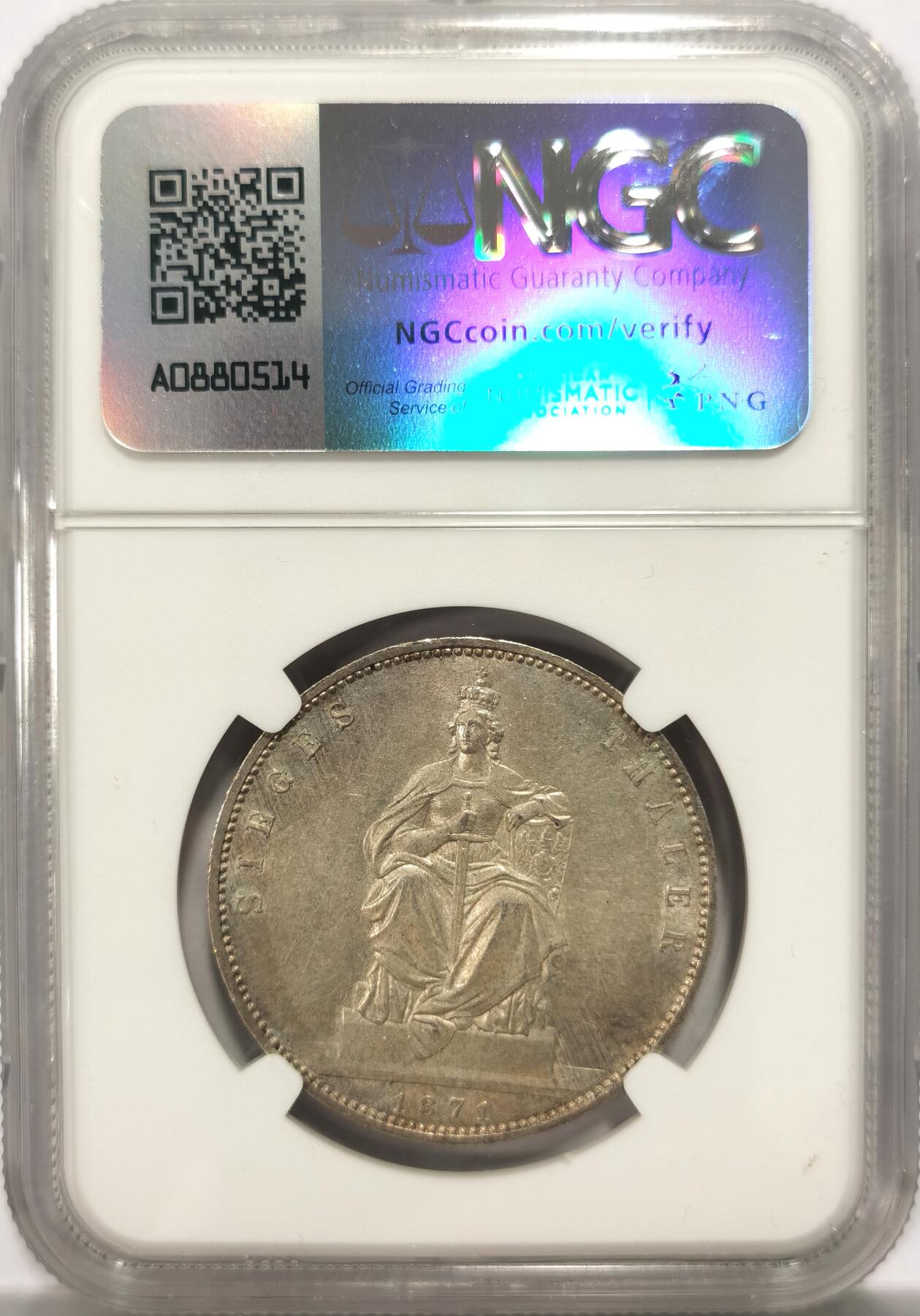 博洋堂世界钱币拍卖第125期（全场包邮） NGC MS61 德国普鲁士1871年普法胜利泰勒
